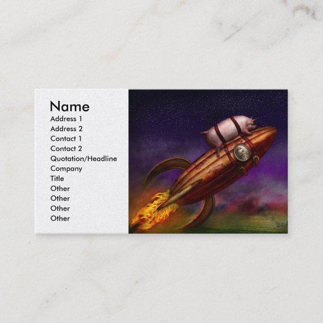 Flying Pig - Rocket - To the moon or bust Business Card (Front)