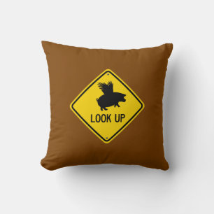 Flying Pig Sign Throw Pillow