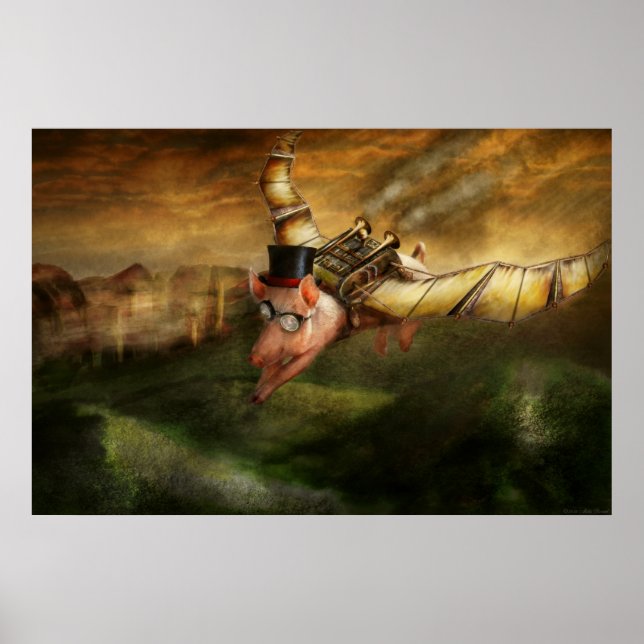Flying Pig - Steampunk - The flying swine Poster (Front)