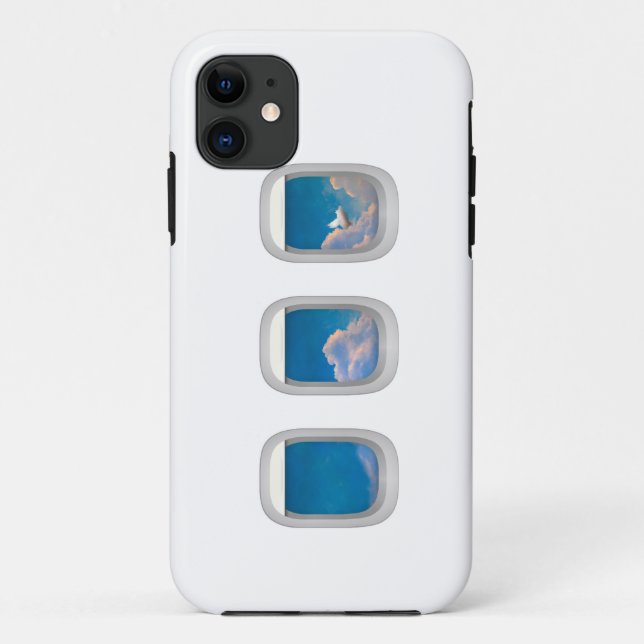 flying pig through aeroplane window iphone case (Back)