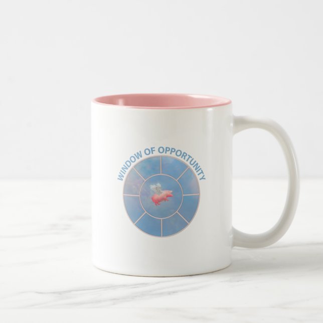 Flying Pig Window of Opportunity Two-Tone Coffee Mug (Right)