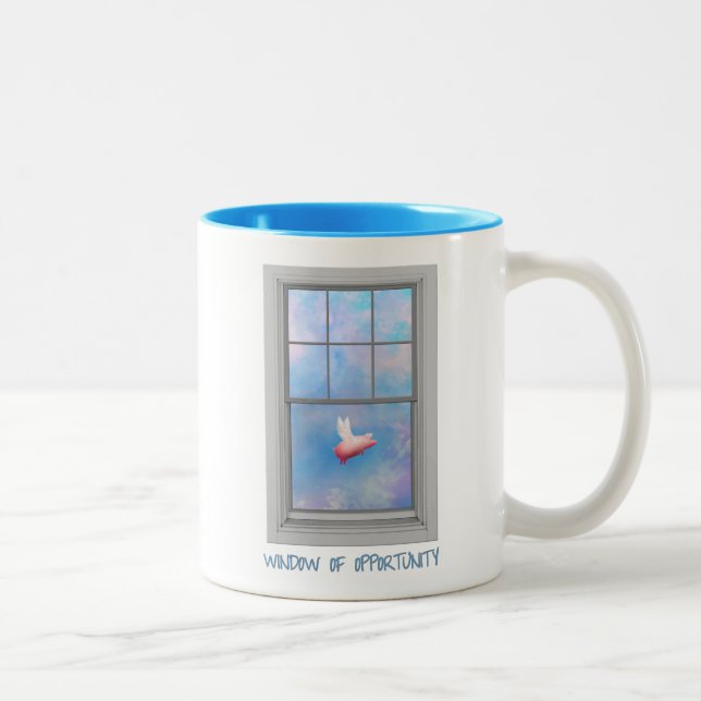 Flying Pig-Window of Opportunity Two-Tone Coffee Mug (Right)