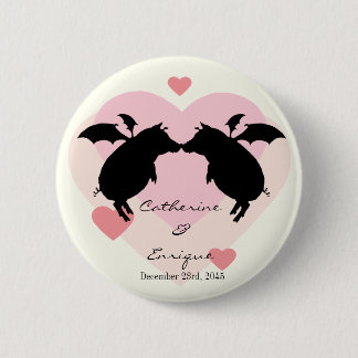 Flying piggies 6 cm round badge