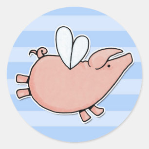flying piggy classic round sticker