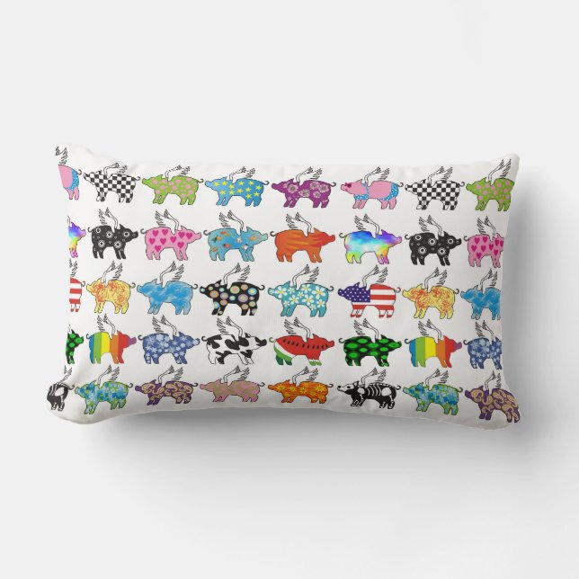 Flying pigs all in a row pillow (Front)