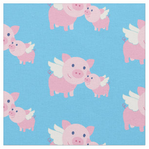 Flying Pigs Cute Baby Nursery Decor Fabric