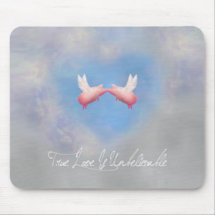 flying pigs kiss-true love is unbelievable mouse pad