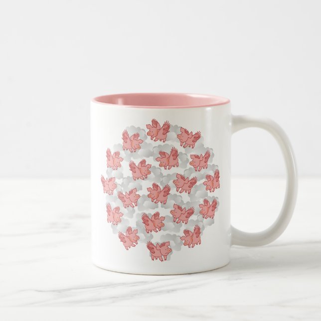 Flying Pigs mug, choose style / colour & customise Two-Tone Coffee Mug (Right)