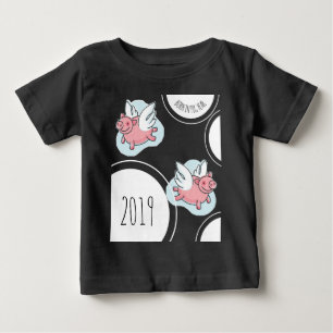 Flying Pigs New Baby born custom Year Black Baby T T-Shirt