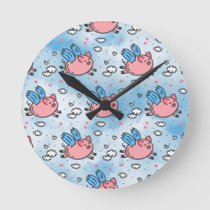 flying pigs round clock