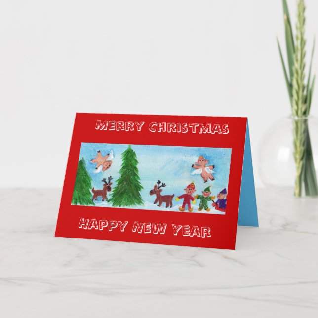 Flying Pigs Search for the Perfect TreeCard Holiday Card (Front)