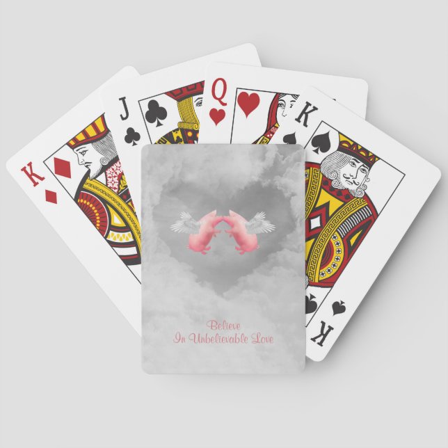 Flying Pigs Unbelievable Love Playing Cards (Back)
