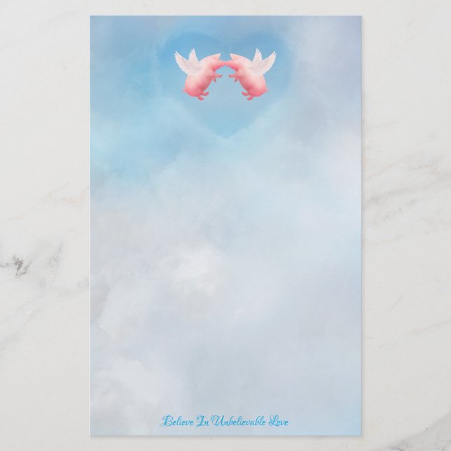 Flying Pigs-Unbelievable Love Stationery (Front)