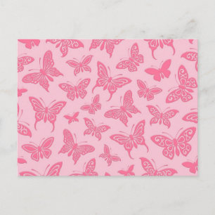 Flying Pink Butterflies Pattern Postcard
