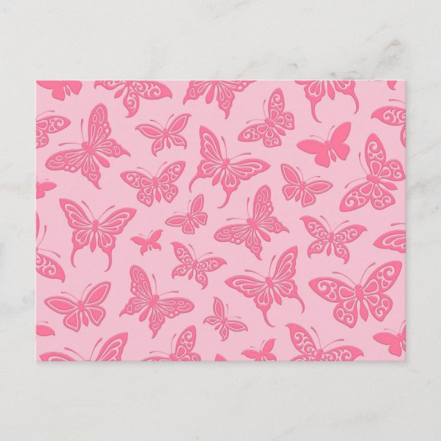 Flying Pink Butterflies Pattern Postcard (Front)