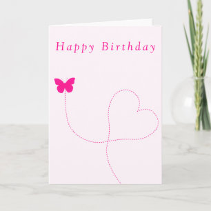 Flying Pink Butterfly Birthday Card