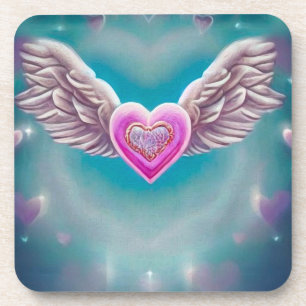 Flying Pink Heart Coaster