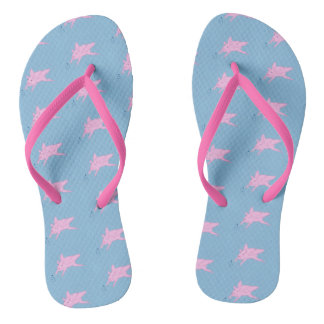 Flying Pink Pigs Sprinkling Magic Stars FlipFlops