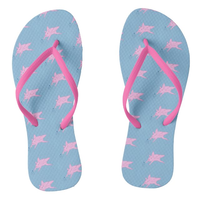 Flying Pink Pigs Sprinkling Magic Stars FlipFlops (Footbed)