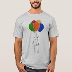 Flying Polar Bear with Birthday Balloons T-Shirt