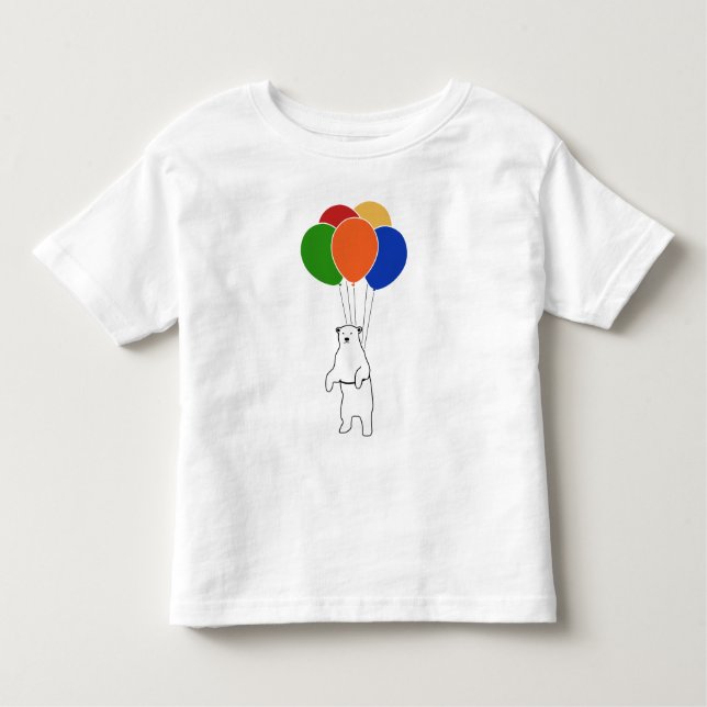 Flying Polar Bear with Birthday Balloons Toddler T-Shirt (Front)