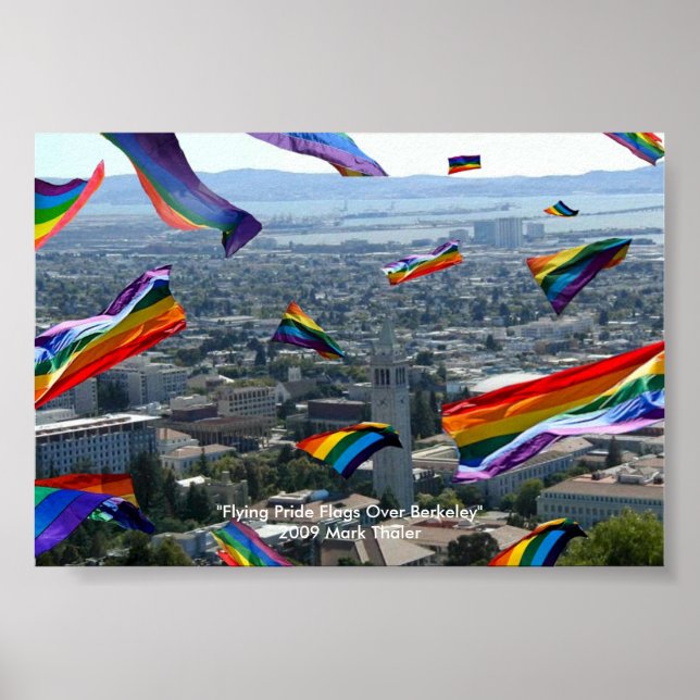 "Flying Pride Flags Over Berkeley" Poster (Front)
