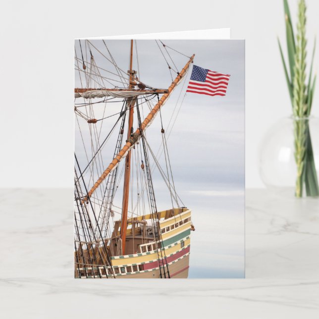 Flying proudly over Mayflower II Card (Front)