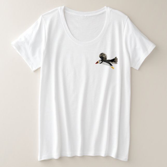 Flying Puffin Art Plus Size T-Shirt (Design Front)