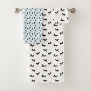 Flying Puffins Seaside Birds Custom Colour Bath Towel Set