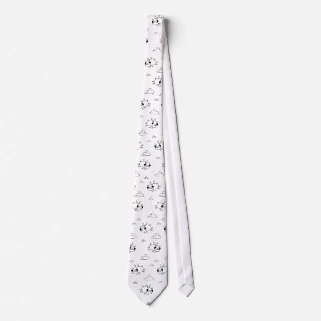 Flying Pug (white) Tie (Front)