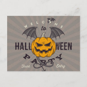 Flying Pumpkin Halloween Party Invitation Postcard