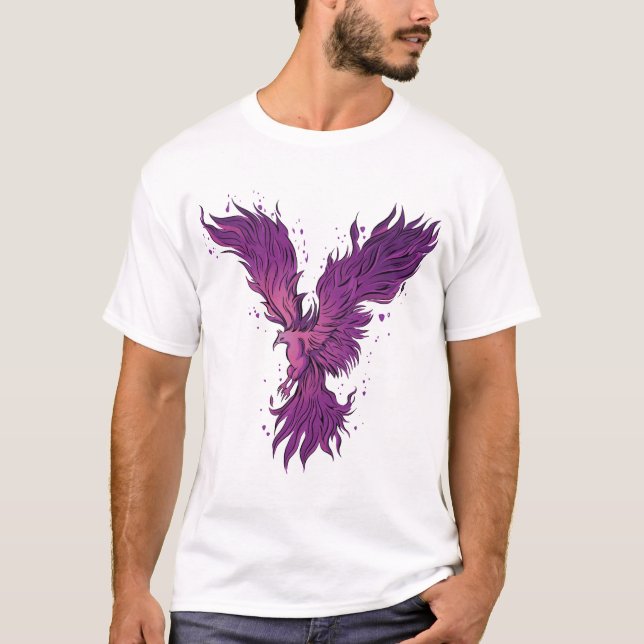 Flying Purple Phoenix Bird Graphic T-Shirt - cool (Front)