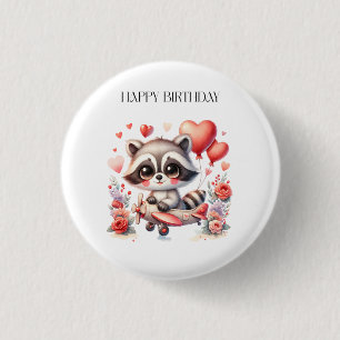 Flying Racoon Birthday 3 Cm Round Badge