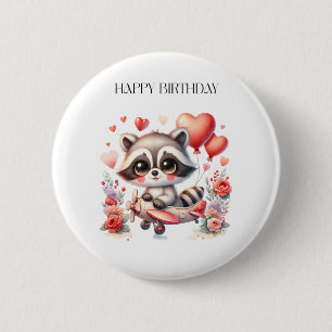 Flying Racoon Birthday 6 Cm Round Badge