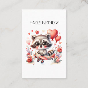Flying Racoon Birthday Business Card