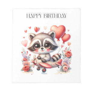 Flying Racoon Birthday Notepad
