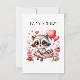 Flying Racoon Birthday RSVP Card