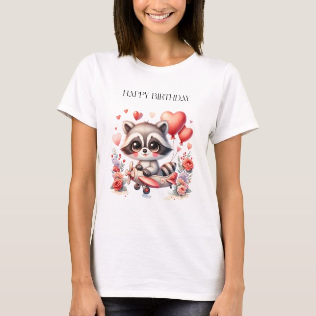 Flying Racoon Birthday T-Shirt (Front)