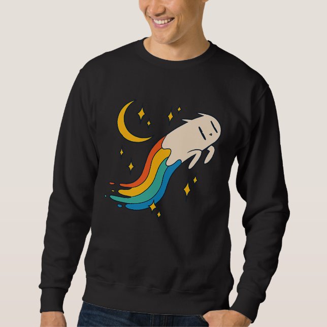 Flying Rainbow Cat Meme Cat Emo Soft Grunge EGirl Sweatshirt (Front)