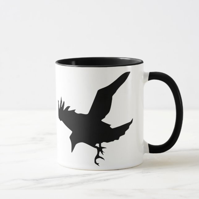 Flying Raven Silhouette Ceramic Mug (Right)
