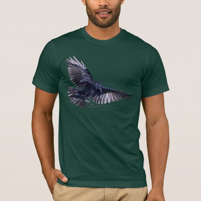 Flying Raven Wildlife Art Fashion T-Shirt (Front)