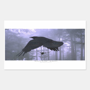 Flying Ravens, Forest & Eerie Eyes Rectangular Sticker