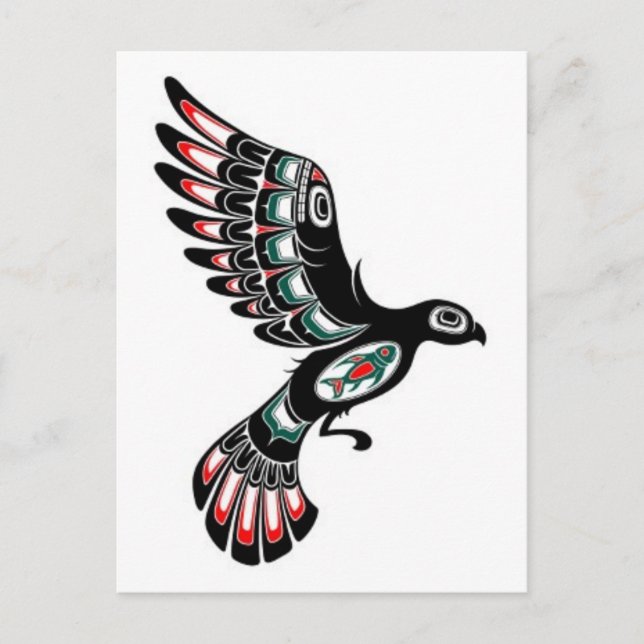Flying Red and Black Haida Spirit Bird, white Postcard (Front)