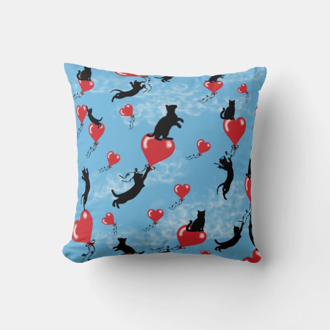 Flying red balloons cushion (Front)