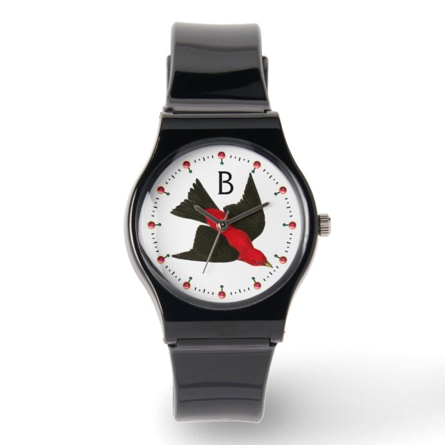 FLYING RED BIRD GEMSTONES MONOGRAM WATCH (Front)