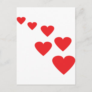 flying red hearts icon postcard