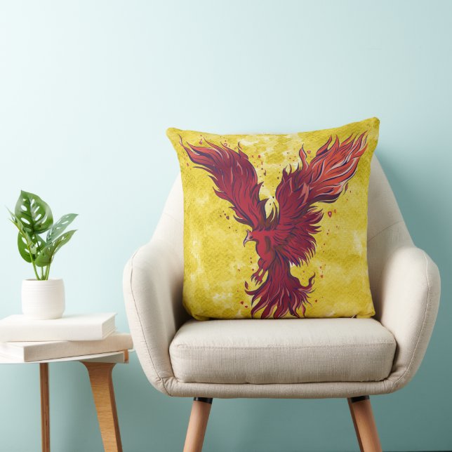 Flying Red Phoenix Bird Graphic Cushion (Chair)