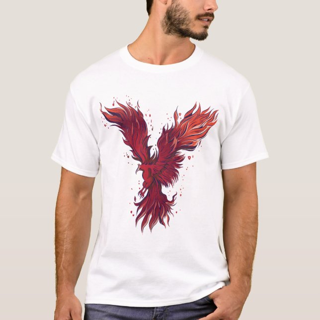 Flying Red Phoenix Bird Graphic T-Shirt - classic (Front)