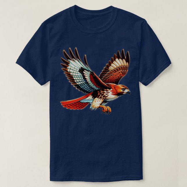 Flying Red Tailed Hawk T-Shirt (Design Front)