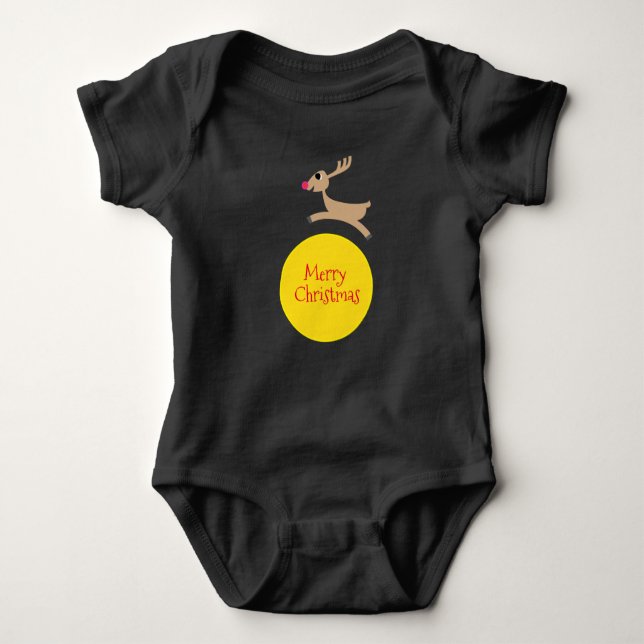 Flying Reindeer Baby Bodysuit (Front)